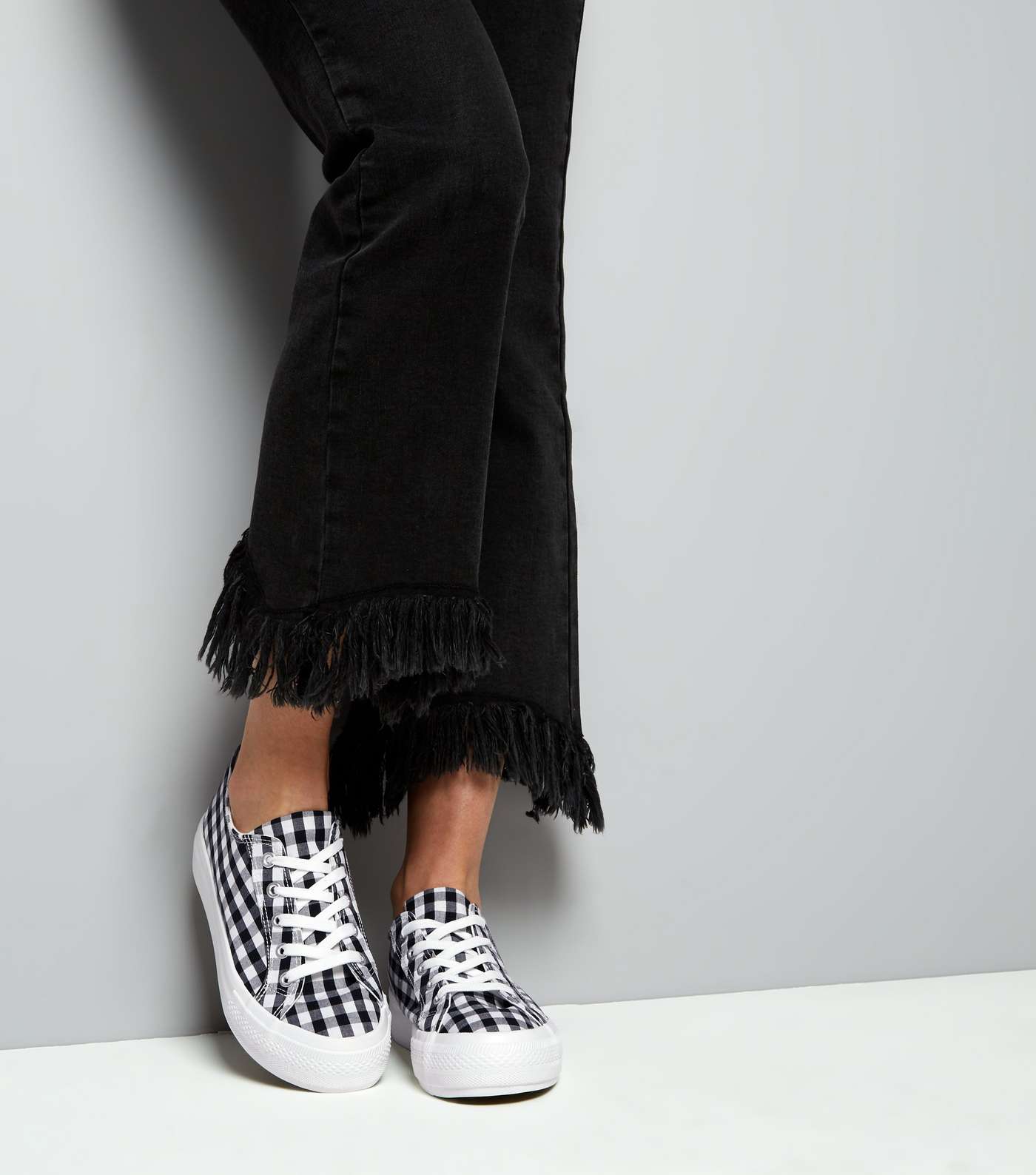 Black Gingham Flatfrom Trainers Image 3