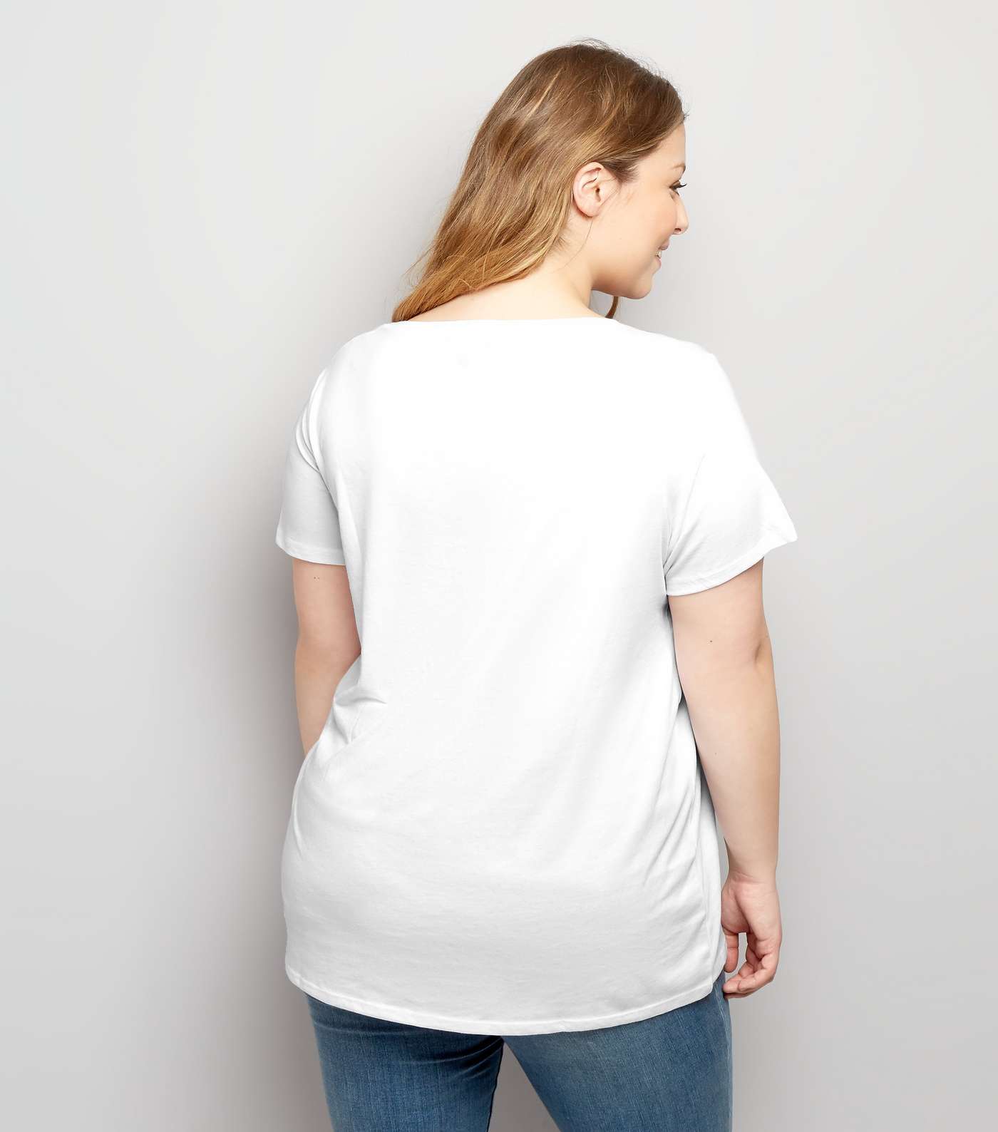 Curves White Scoop Neck T-Shirt Image 3