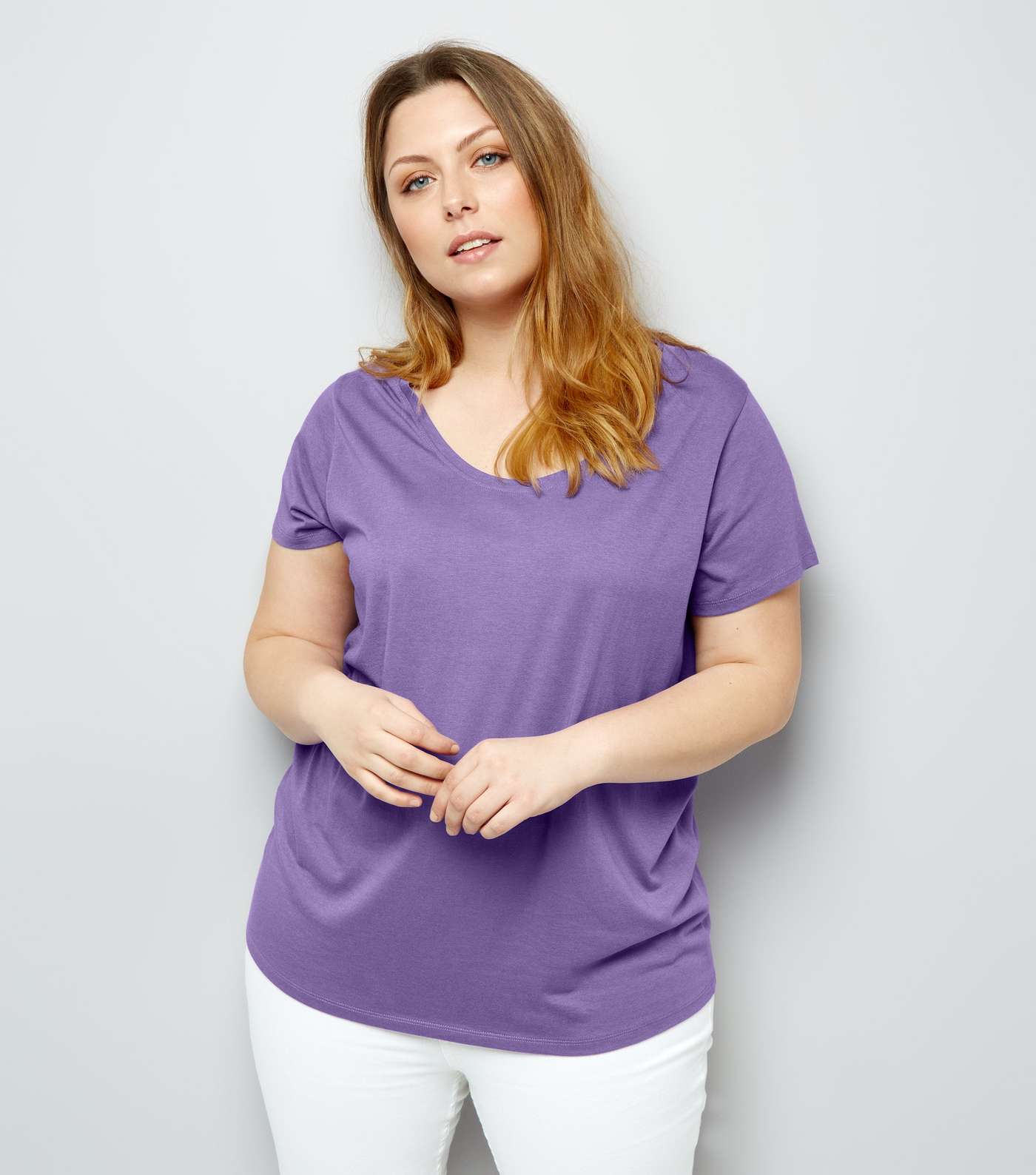 Curves Purple Scoop Neck T-Shirt