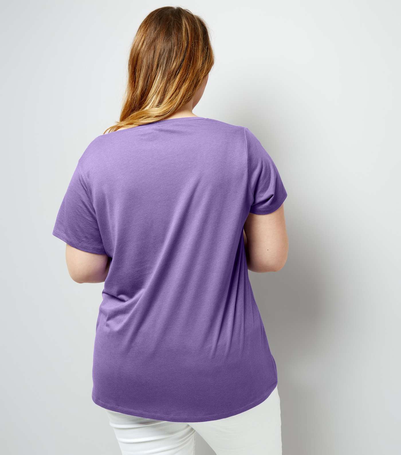 Curves Purple Scoop Neck T-Shirt Image 3