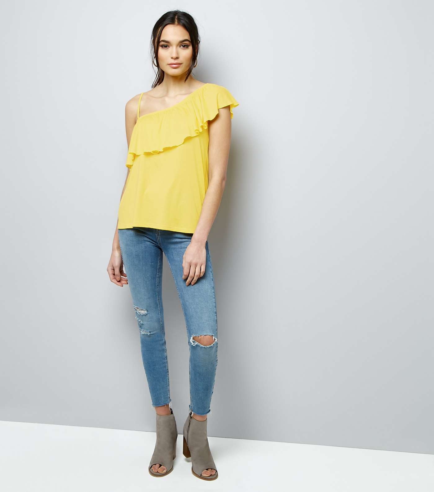 Yellow Frill Trim Off the Shoulder Top  Image 2