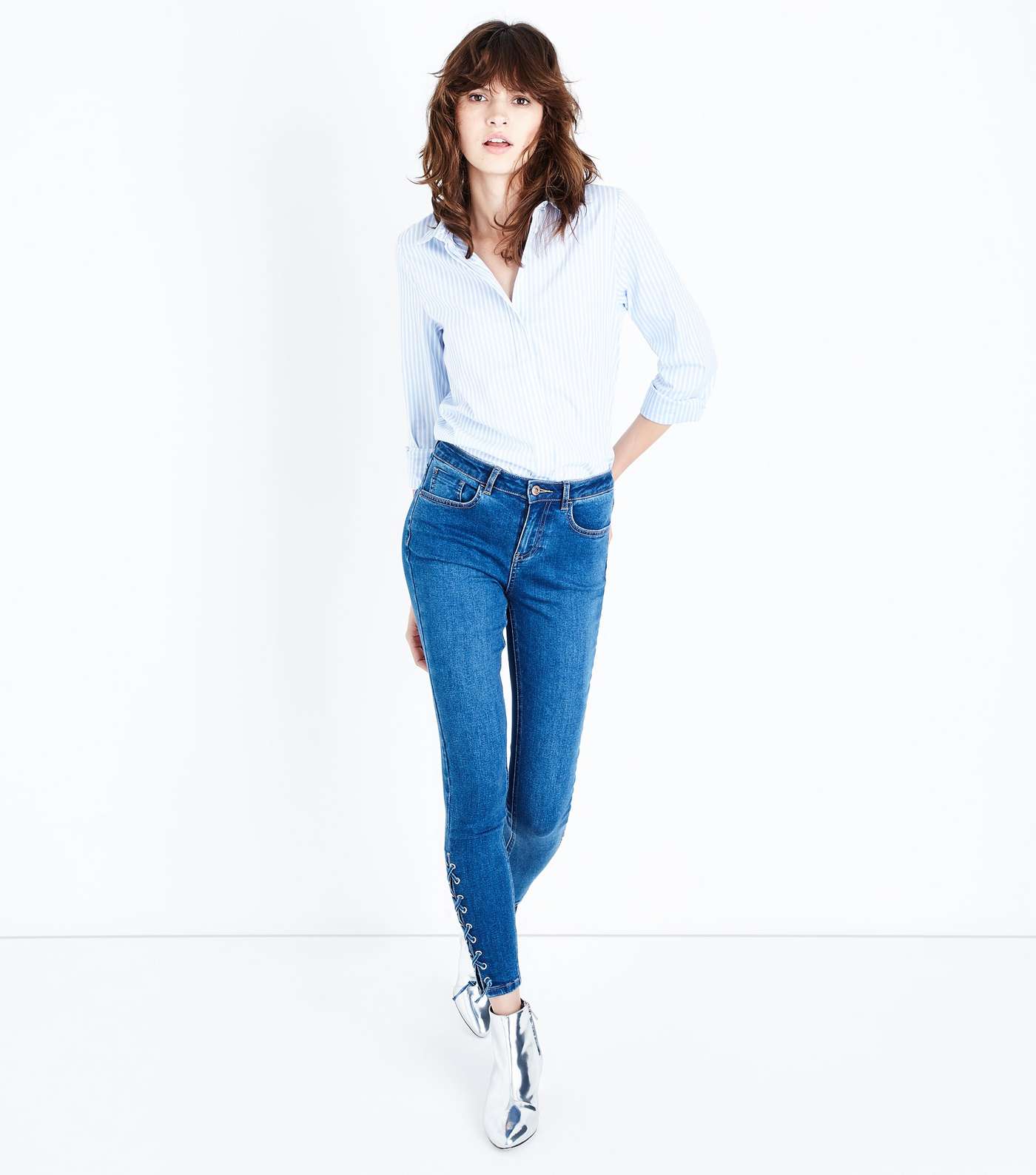 Blue Lattice Skinny Jenna Jeans 
