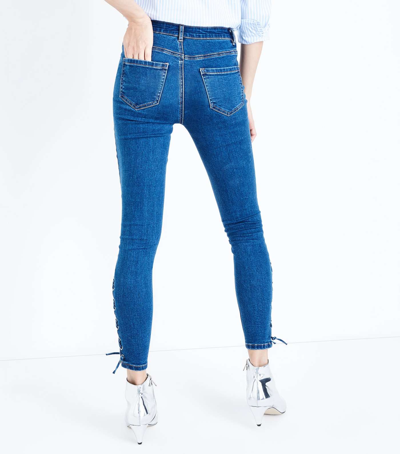 Blue Lattice Skinny Jenna Jeans  Image 3