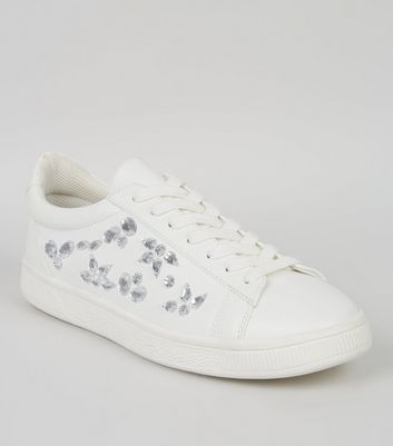 new look ladies white trainers