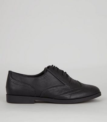 ladies black leather brogue shoes