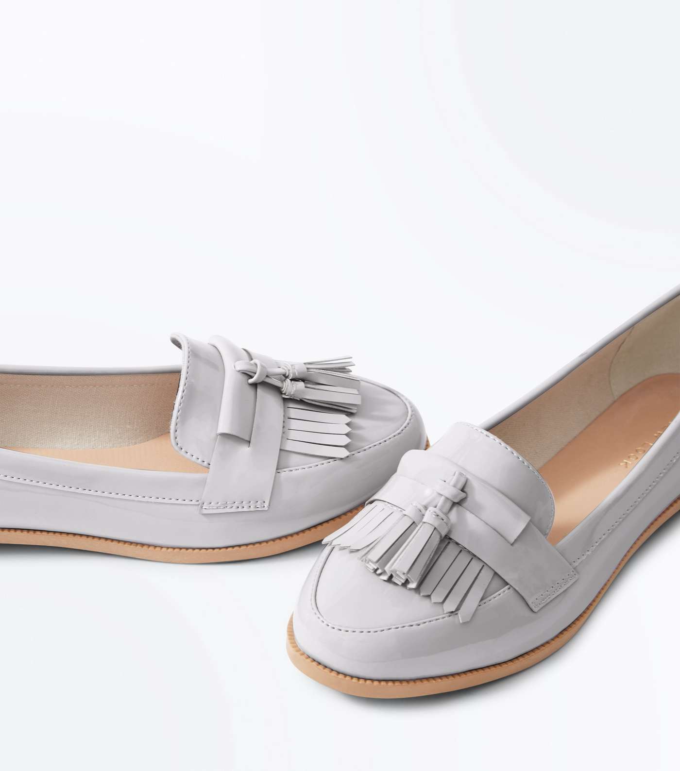 Grey Patent Fringe Front Loafers Image 3