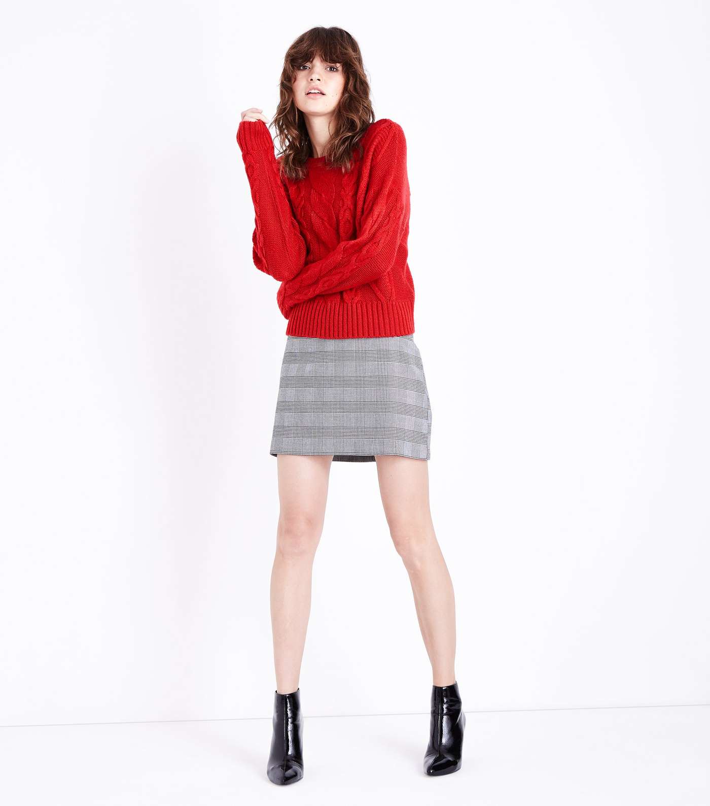 Red Cable Knit Jumper Image 2