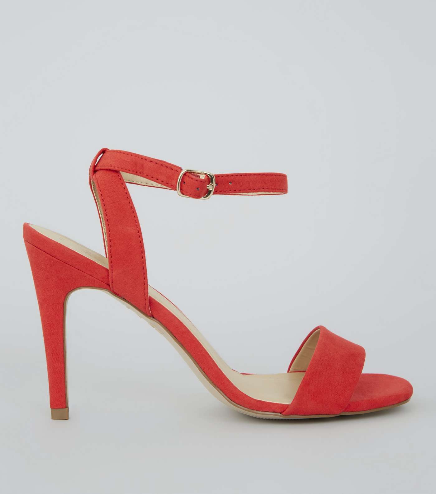 Red Suedette Ankle Strap Heels