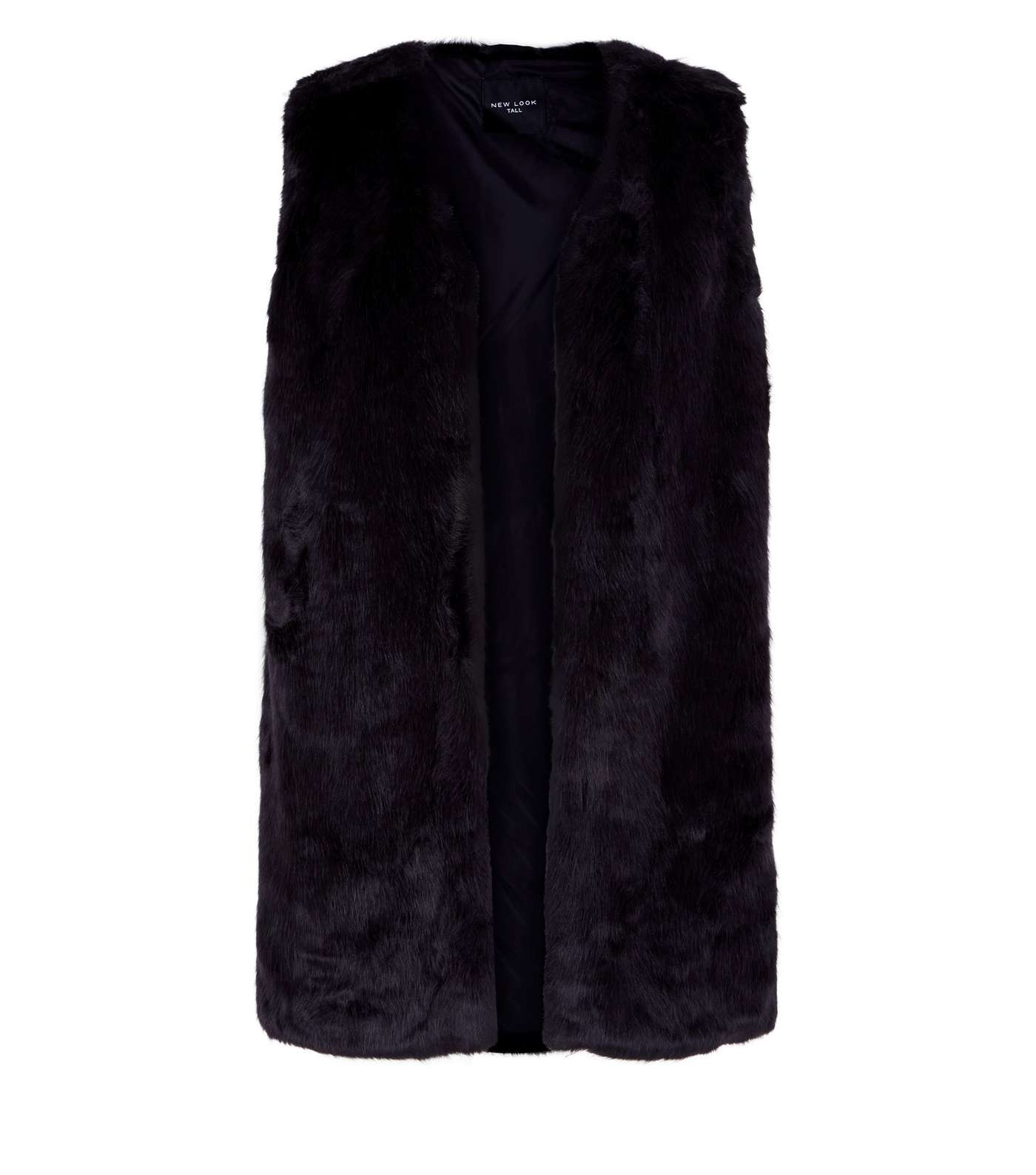 Tall Black Faux Fur Gilet Image 4