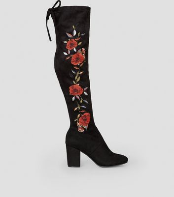over the knee embroidered boots