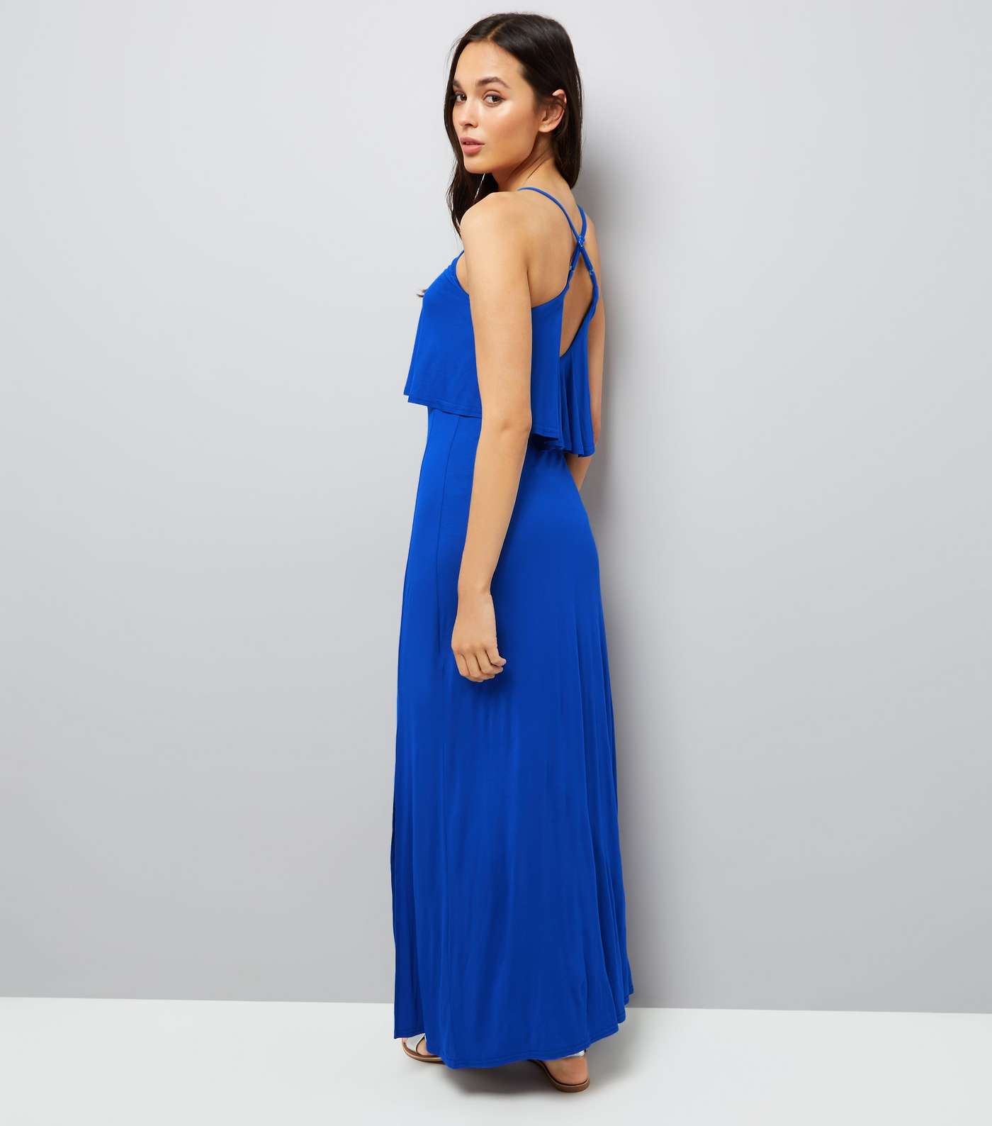 Blue Layered Split Side Maxi Dress  Image 2