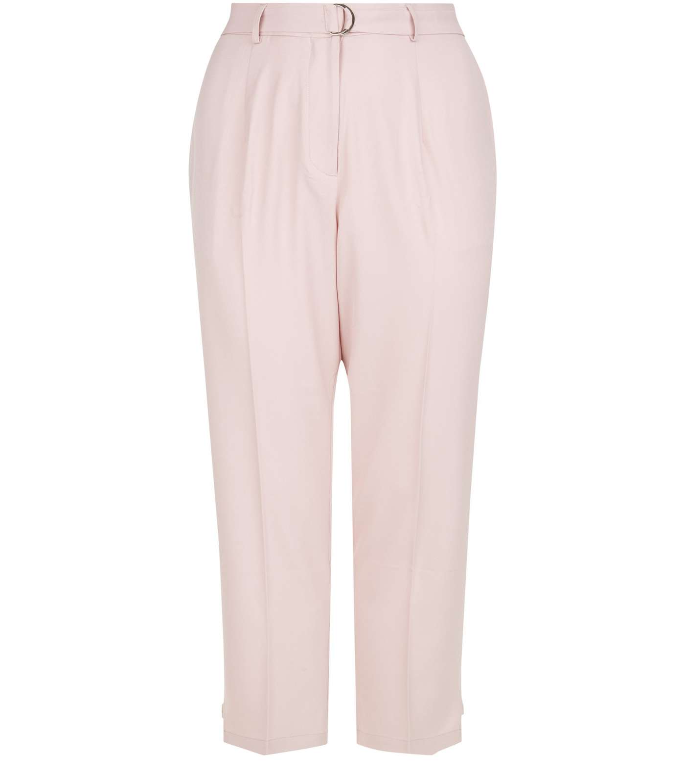 Curves Pink D-Ring Hem Cropped Trousers Image 4