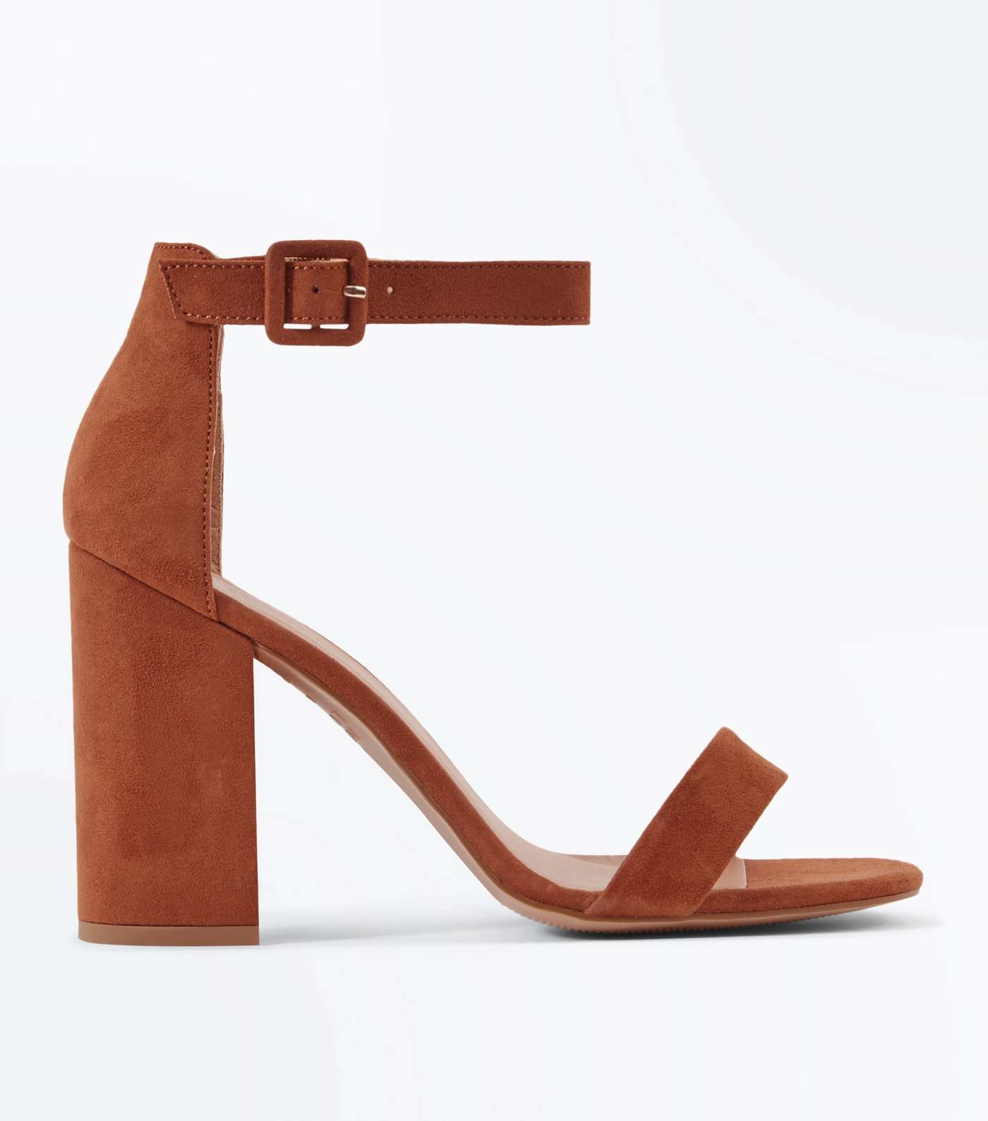 Tan Suedette Barely There Block Heels