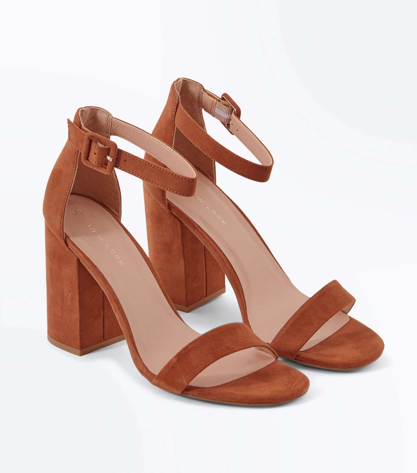 Tan Suedette Barely There Block Heels Image 3