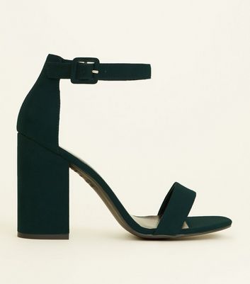 dark green barely there heels