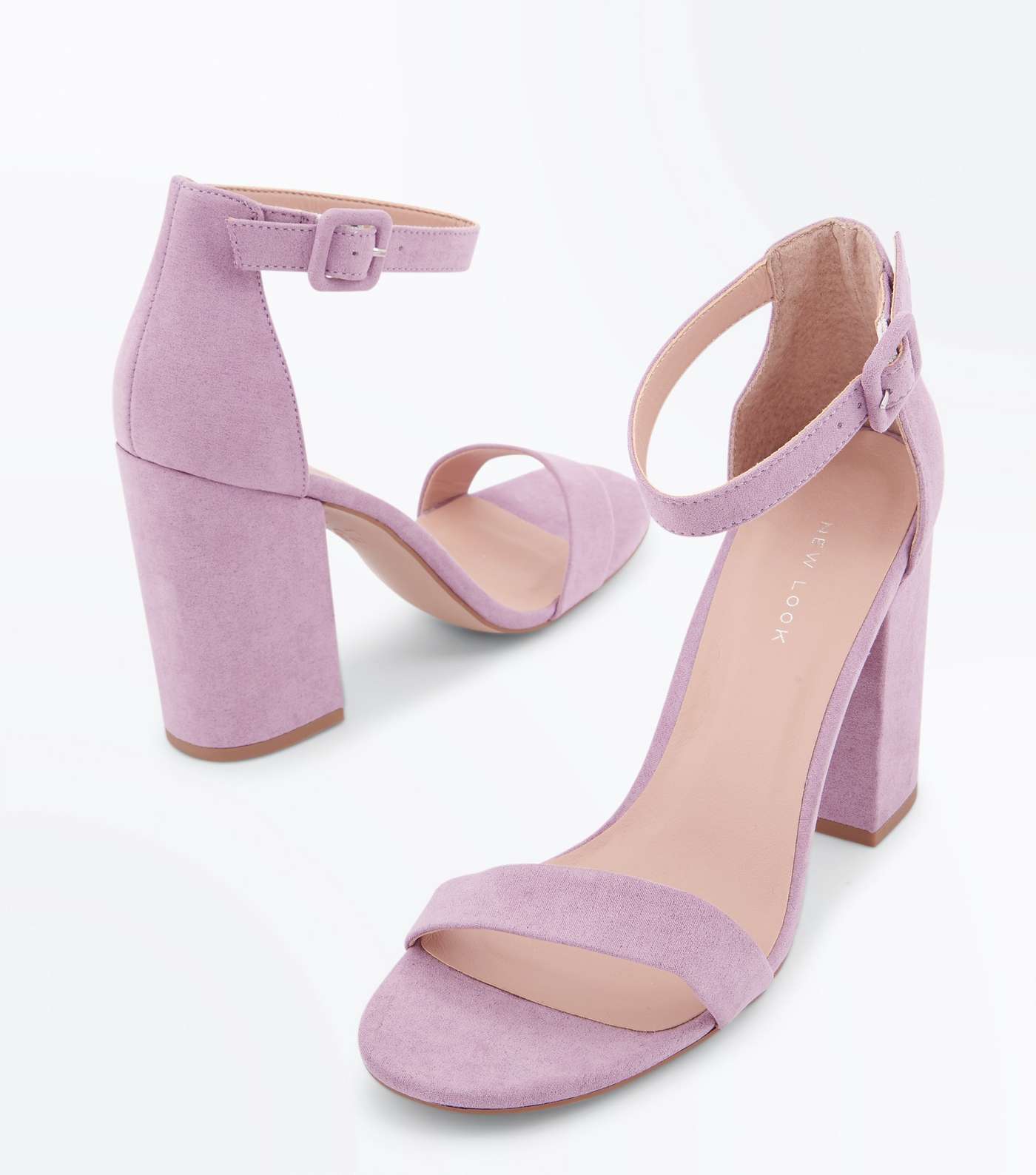 Lilac Suedette Barely There Block Heels Image 4
