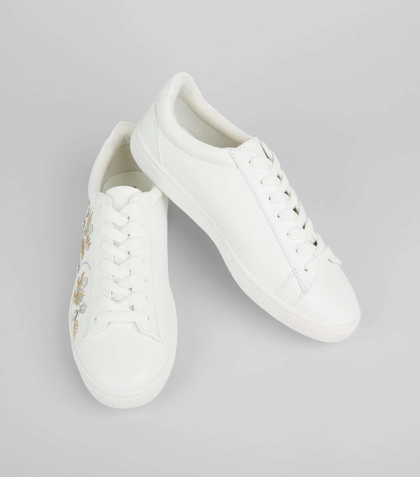 White Bird Embroidered Lace Up Trainers Image 5