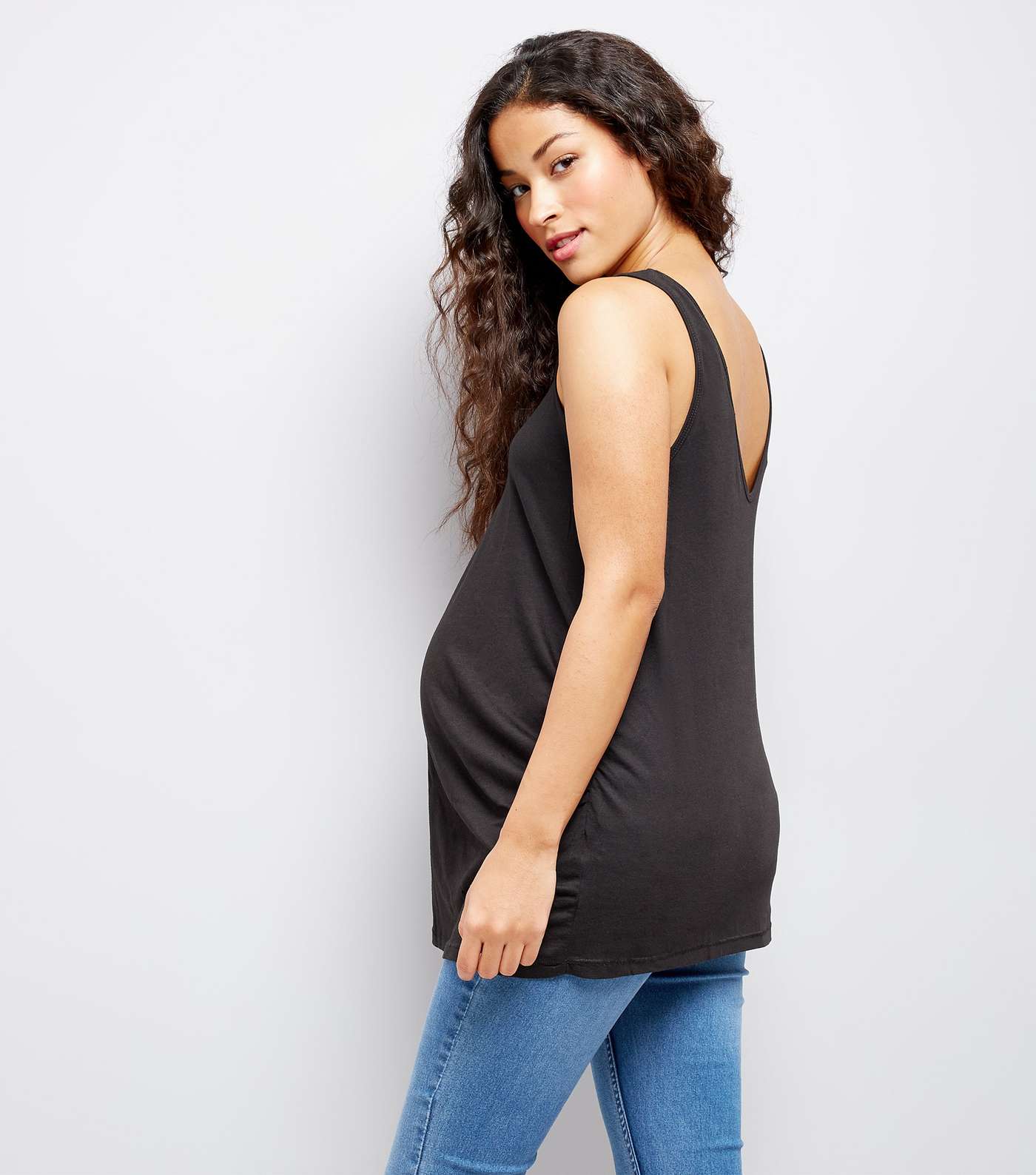 Maternity Black V Neck Longline Vest Image 3