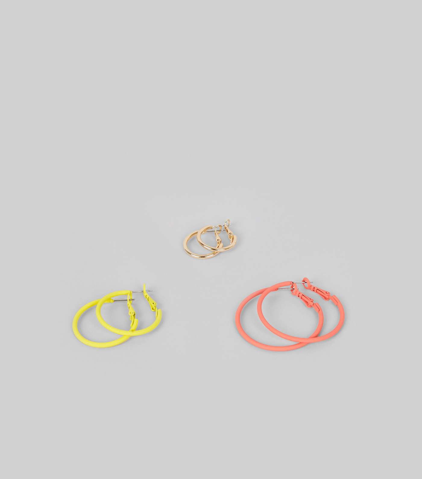 3 Pack Red Yellow and Gold Hoop Earrings Image 2