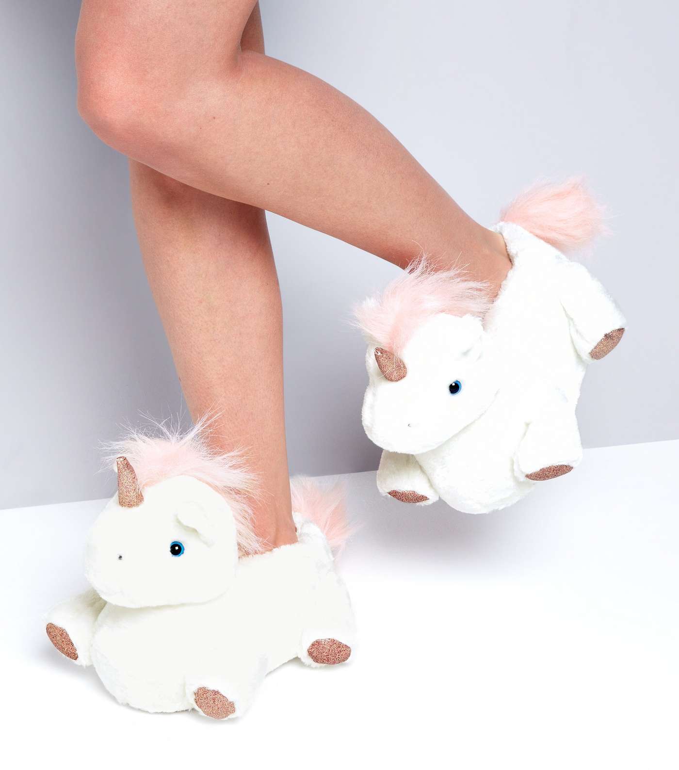 White Unicorn Slippers Image 2