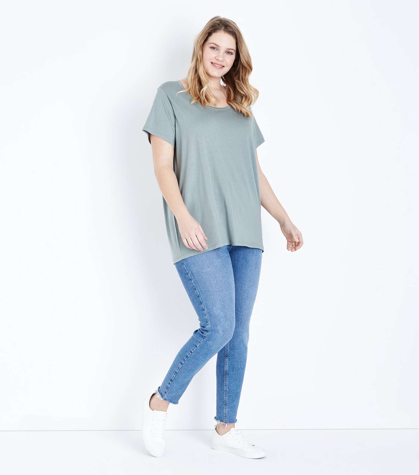 Curves Mint Green Scoop Neck T-Shirt Image 2