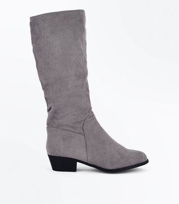 grey wide fit over the knee boots