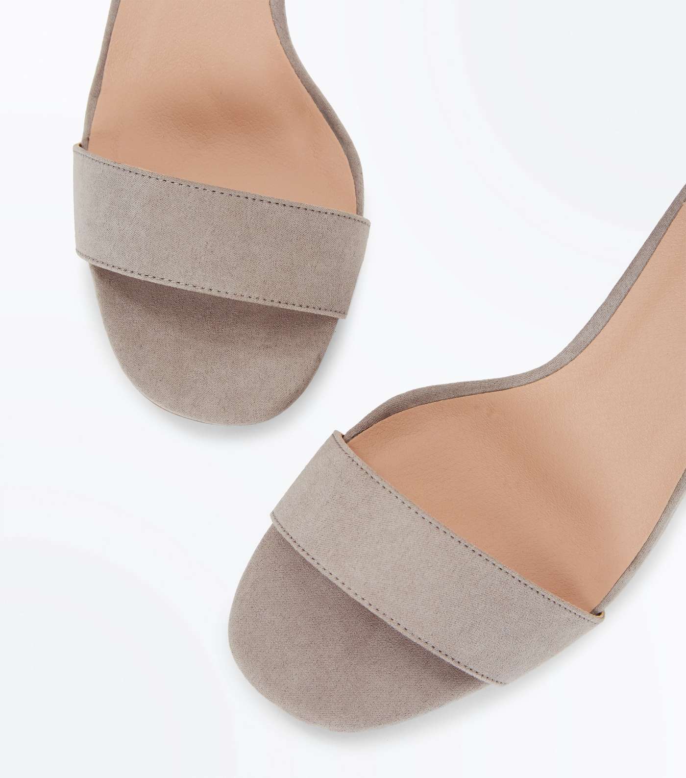 Grey Suedette Slim Block Heel Sandals Image 4