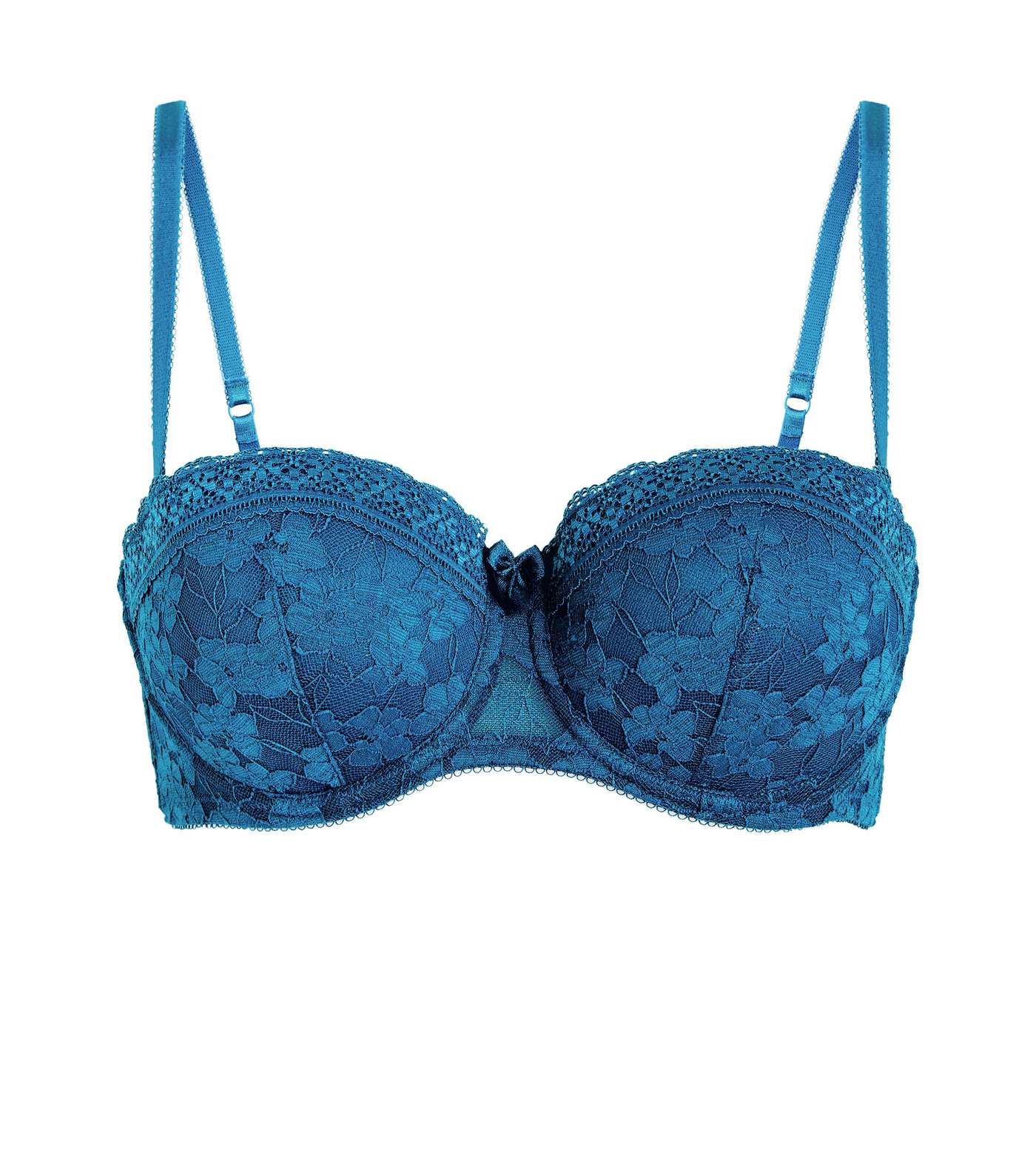 Teal Lace Strapless Bra Image 3
