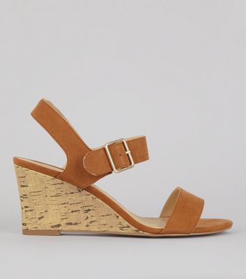 tan cork heeled sandals