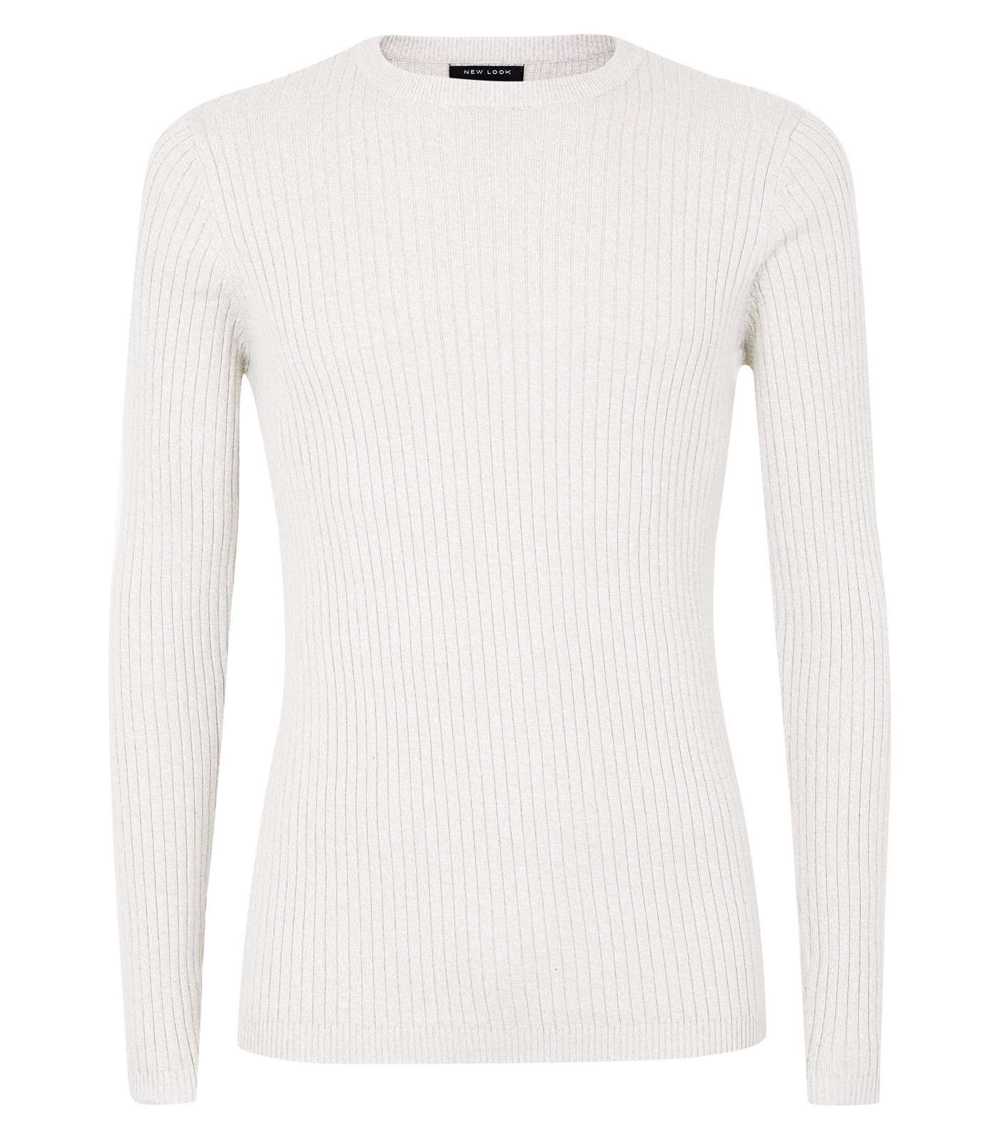 Cream Ribbed Muscle Fit Jumper Image 4