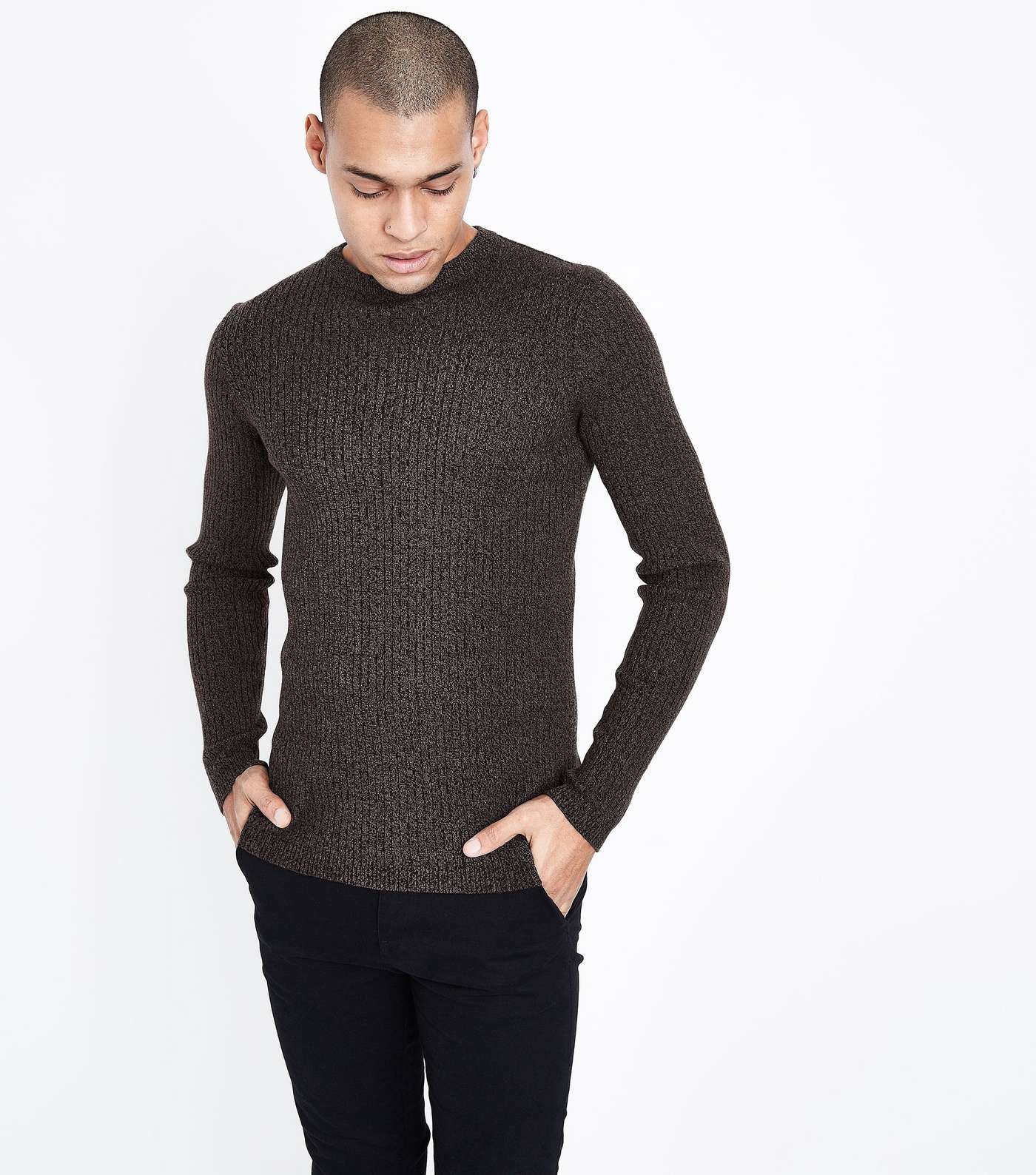 Burgundy Ribbed Muscle Fit Jumper