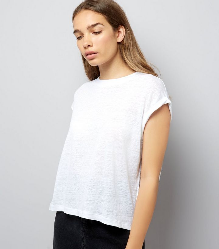 كوليكشن T-shirt-blanc-en-lin