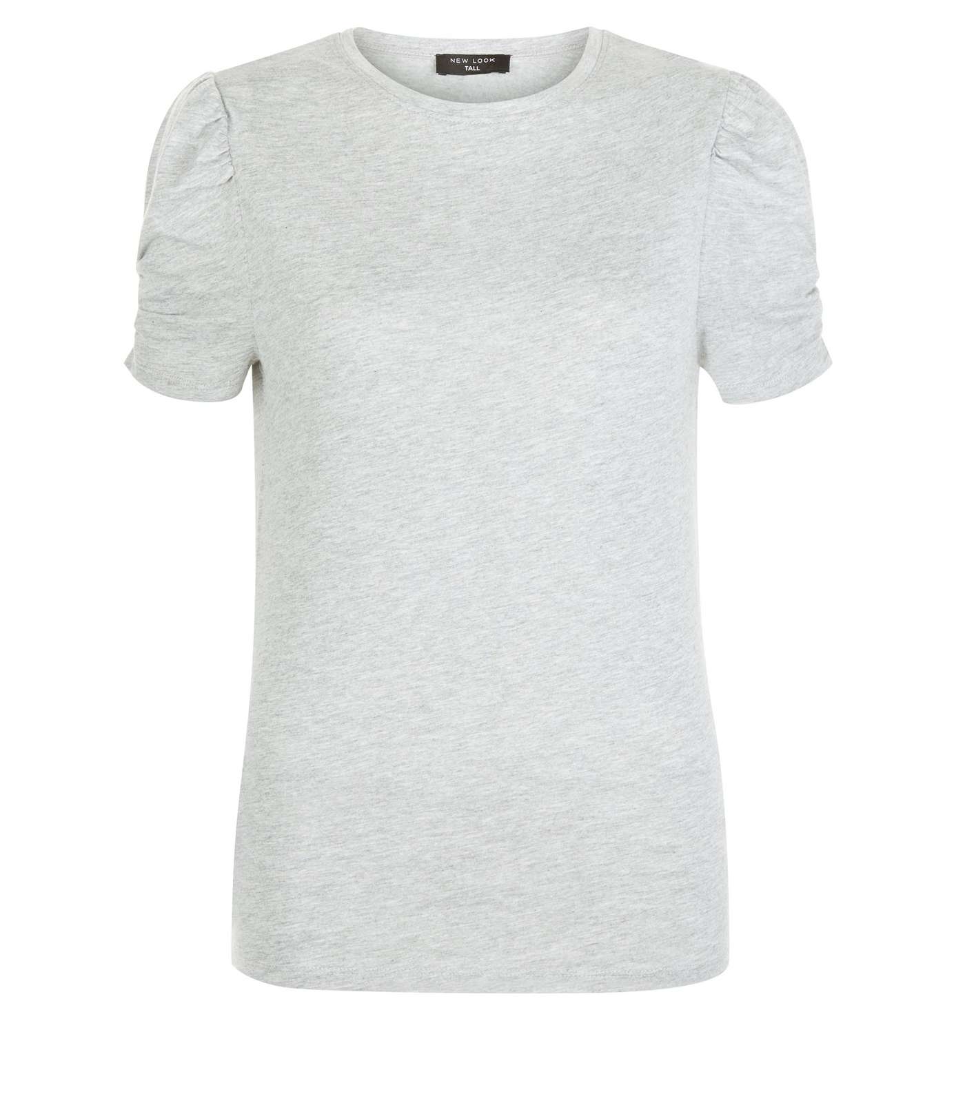 Tall Grey Ruched Sleeve T-Shirt Image 4
