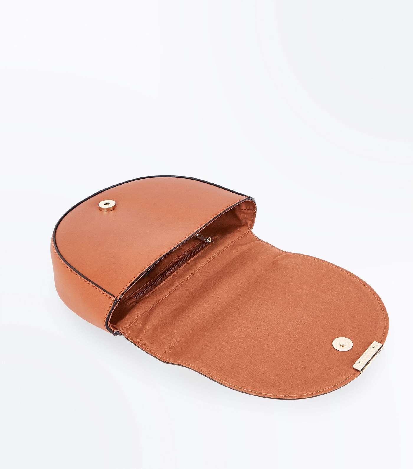 Tan Curved Metal Handle Cross Body Bag Image 6