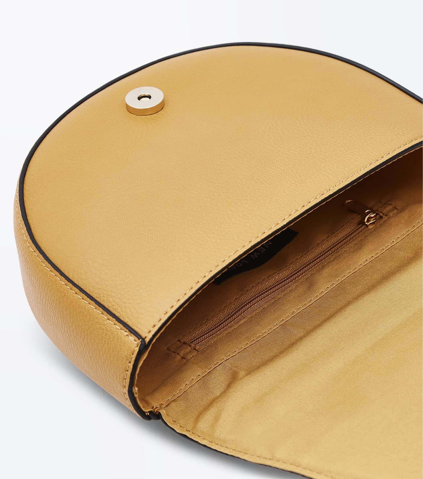 Mustard Curved Metal Handle Cross Body Bag Image 5