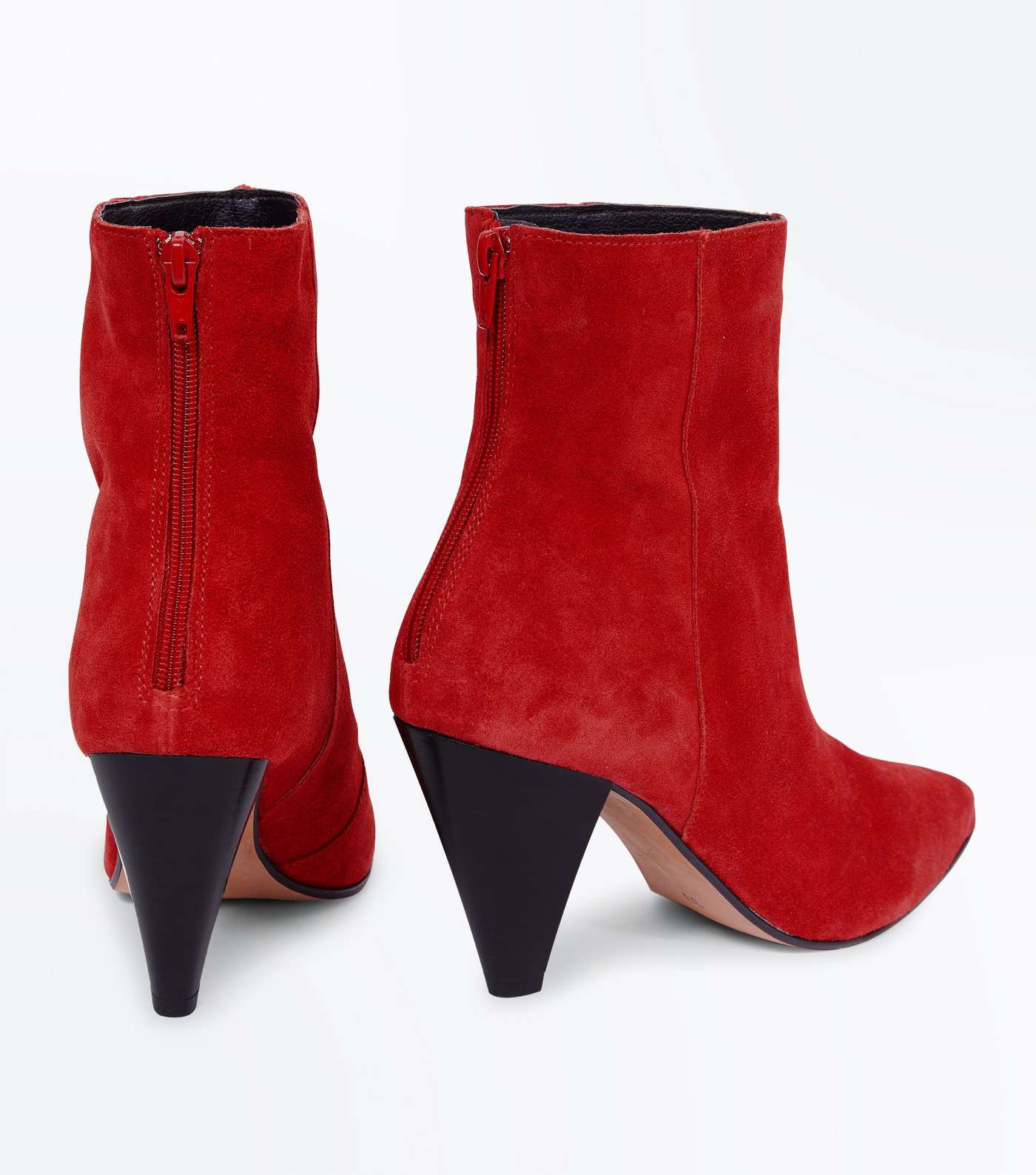 Red Leather Cone Heel Pointed Boots Image 5
