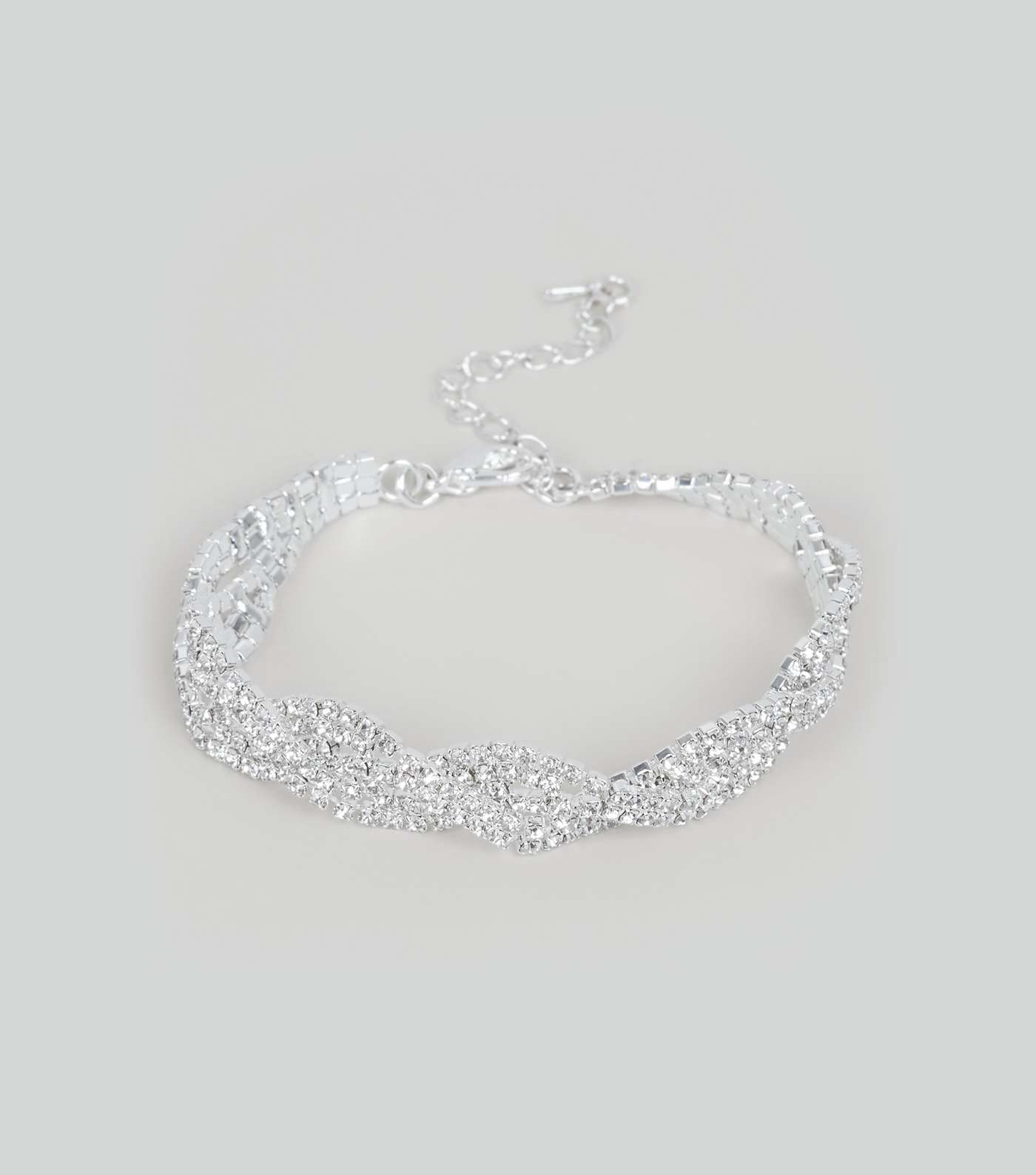 Silver Diamanté Twisted Bracelet