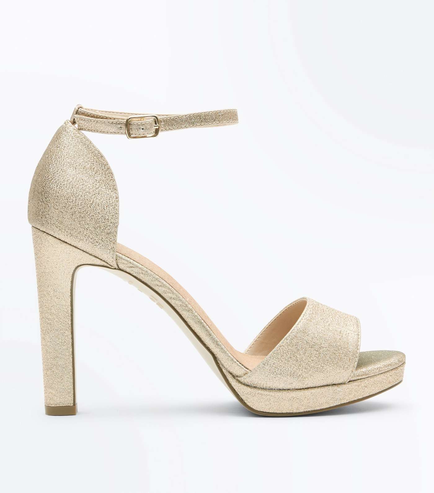 Gold Glitter Comfort Platform Block Heel Sandals