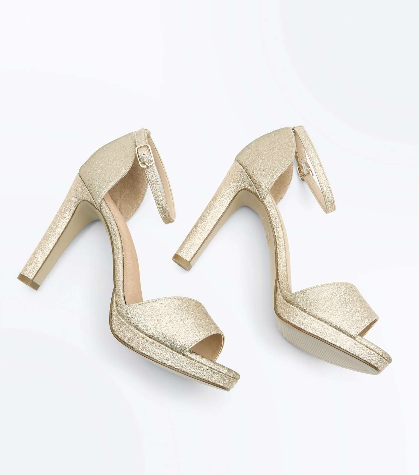 Gold Glitter Comfort Platform Block Heel Sandals Image 5