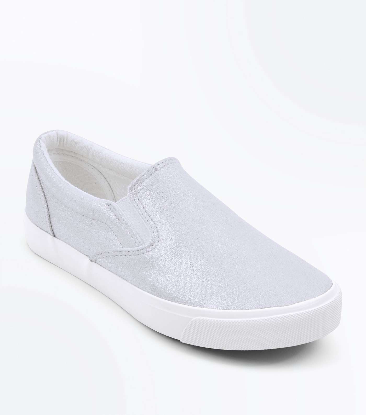 Silver Shimmer Slip On Trainers