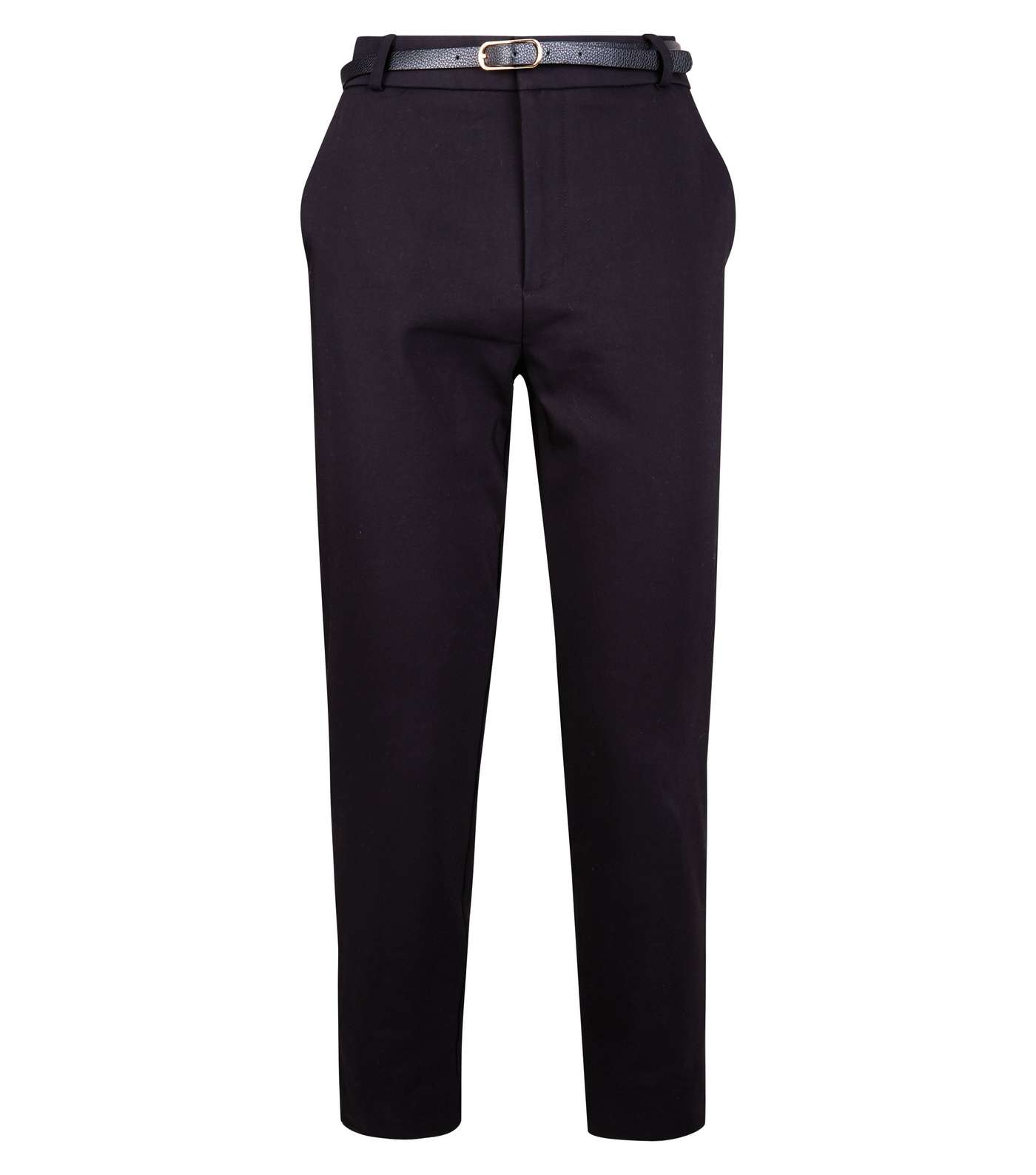 Black Premium Belted Cropped Trousers Image 4
