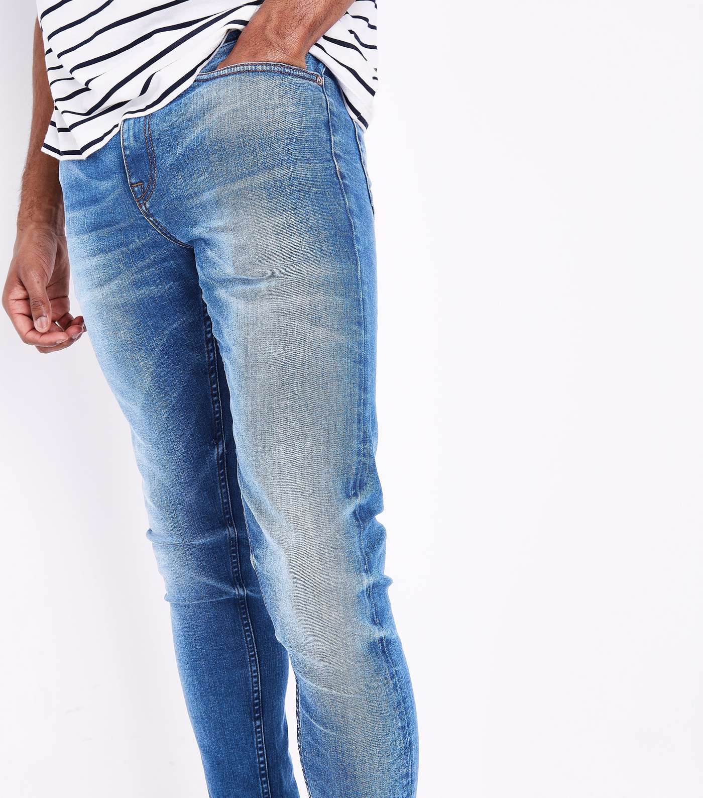 Blue Distressed Skinny Stretch Jeans Image 5