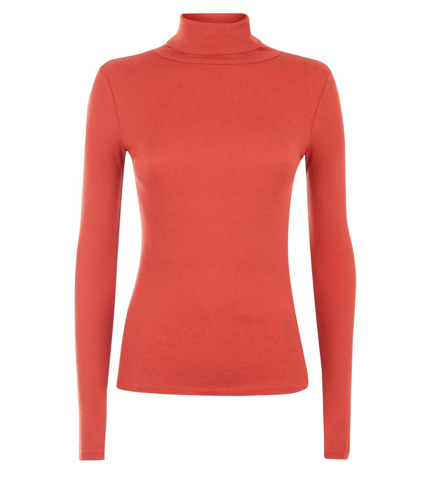 Coral Ribbed Funnel Neck Neck Top Image 4