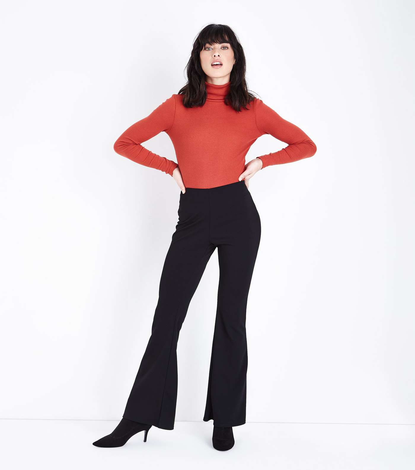 Coral Ribbed Funnel Neck Neck Top Image 2