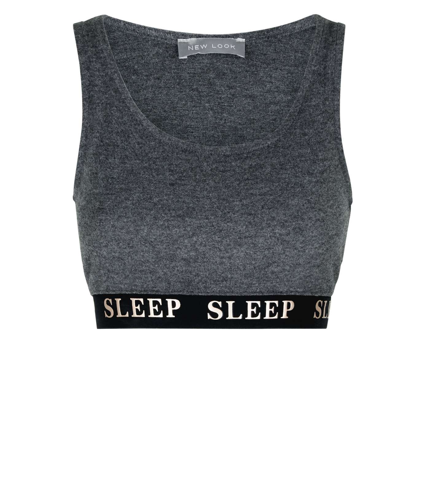Dark Grey Sleep Print Pyjama Bralette Image 4