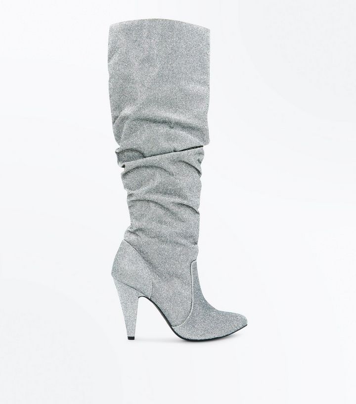 sparkly gray boots