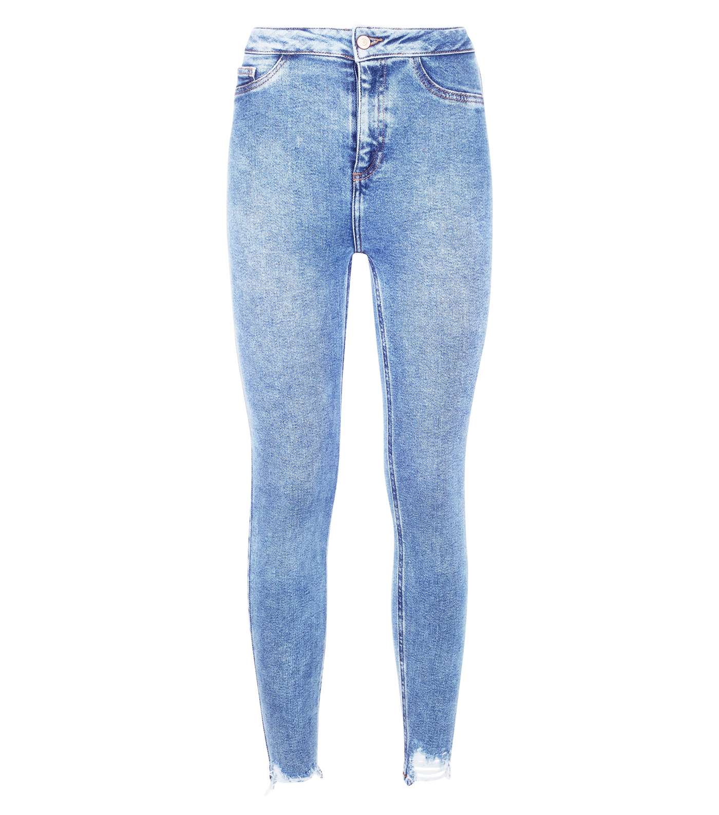 Blue Fray Hem High Waist Super Skinny Hallie Jeans Image 4