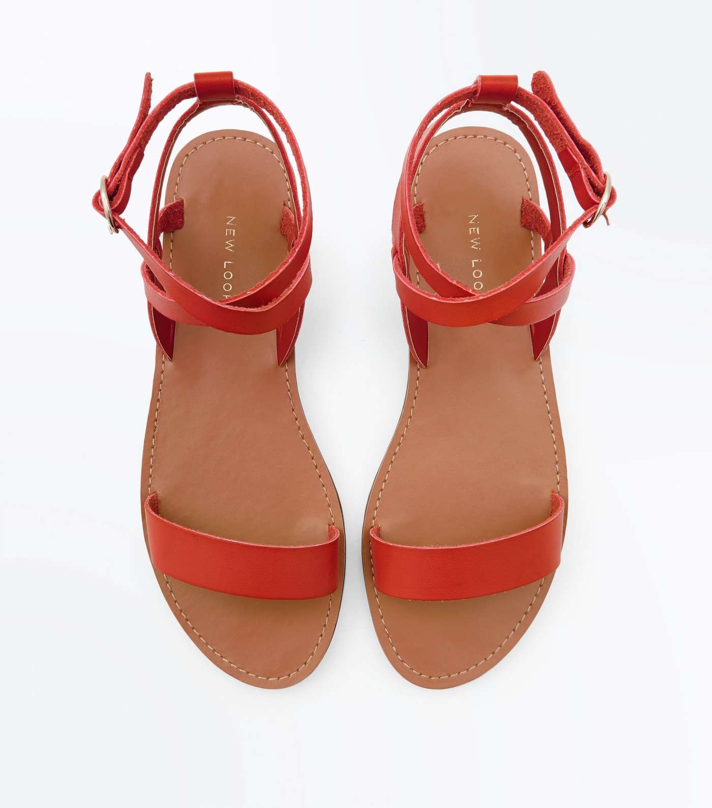 Red Ankle Cross Strap Sandals Image 4