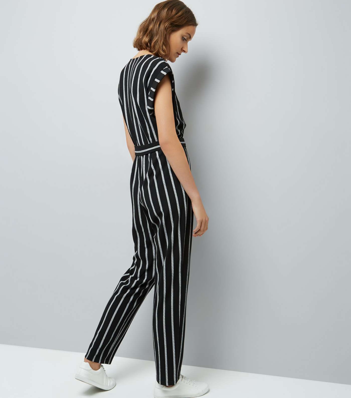 Mela Black Stripe Wrap Front Jumpsuit Image 2