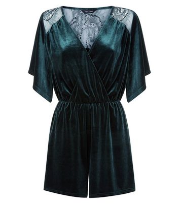 new look green lace playsuit